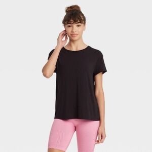 JOY LAB // black super soft & stretchy short sleeved open low back top tee